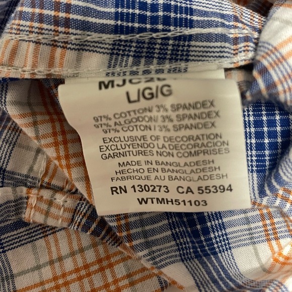 Wrangler 20X Competition Advanced Comfort Plaid Pearl Snap Western Shirt Mens L - Picture 9 of 10